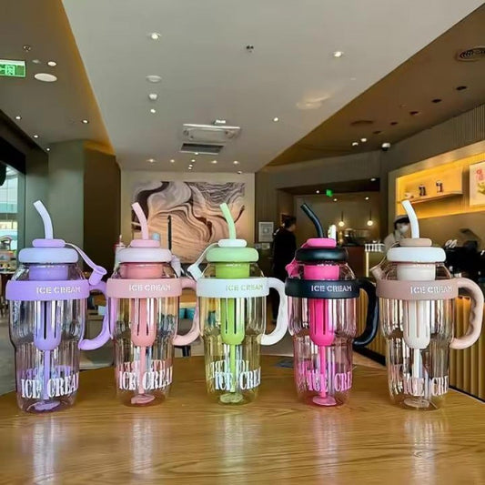 ICE WATER BOTTLE WITH STRAW (1300 ML )
