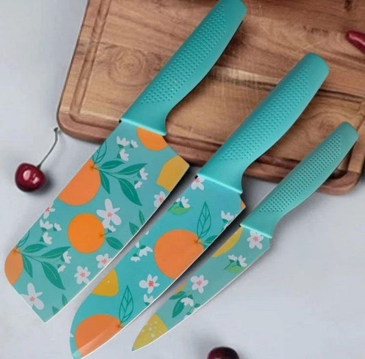 BLUE PRINTED KNIFE SET (3 PCS )