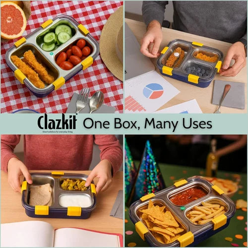 3 Compartment Stainless Steel Lunch Box,