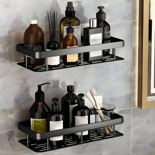 ALUMINIUM WALL MOUNT BATHROOM SELF (BLACK)