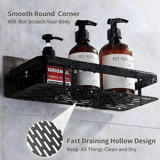 ALUMINIUM WALL MOUNT BATHROOM SELF (BLACK)